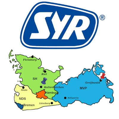 Vertretungsgebieteder E.G. Lochmann KG - SYR Sicherheits- und Regelarmaturen, Trinkwasserfilter, Trinkwasseraufbereitung, Heizungswasseraufbereitung, Leckageschutz