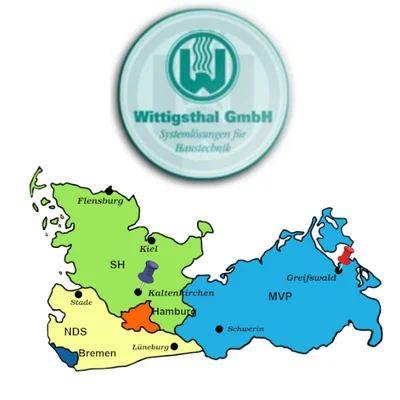 Vertretungsgebiete der E.G. Lochmann KG - Wasserzählermodule, Verteiler-Mess- und Regelstation, Frischwasserstation